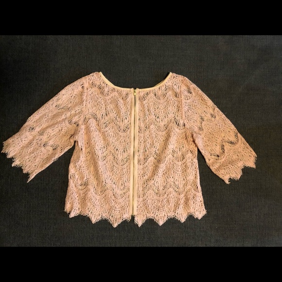 Lacy Pink Smock Blouse with Gold Zipper - Picture 2 of 2